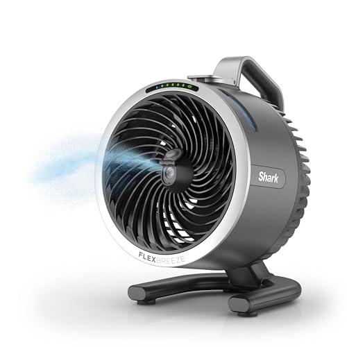 Shark FlexBreeze HydroGo Misting Portable Fan, Up To 20m Range, Up To 12h Runtime, Light & Portable, Indoor & Outdoor Misting, FA052QANZ, Dark Grey
