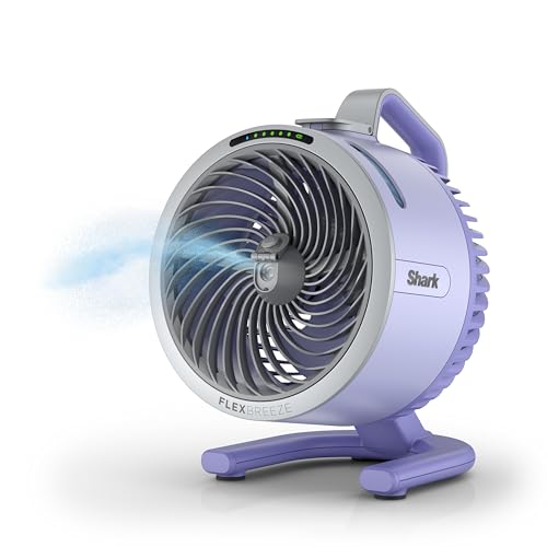 Shark FlexBreeze HydroGo Misting Portable Fan, Up To 20m Range, Up To 12h Runtime, Light & Portable, Indoor & Outdoor Misting, FA052QLVANZ, Lilac