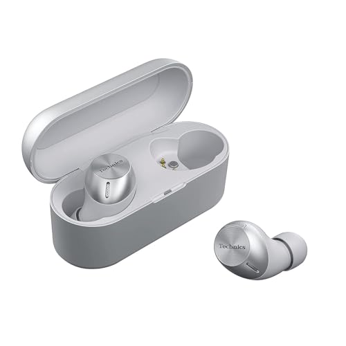 Technics True Wireless Multipoint Bluetooth Earbuds with Microphone, HiFi, Clear Calls, Long Battery Life, Lightweight Comfort Fit, Alexa Built in, EAH-AZ40-S (Silver)