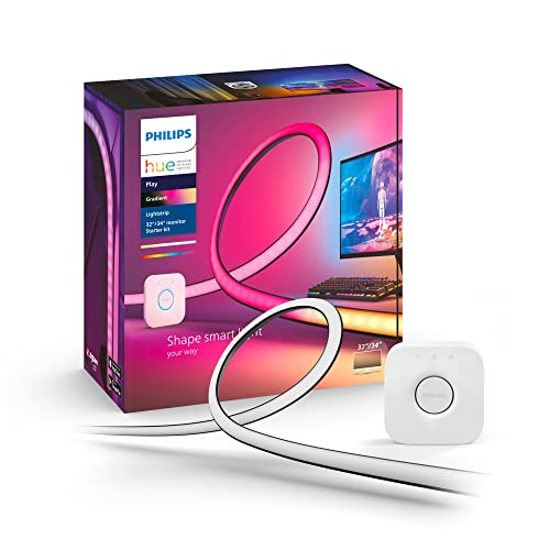 Philips Hue Play Gradient PC Lightstrip Starter Kit Including Hue Bridge [for 32-34 Inch Screens] LED Smart Lighting. Sync for Entertainment, Gaming and Media.