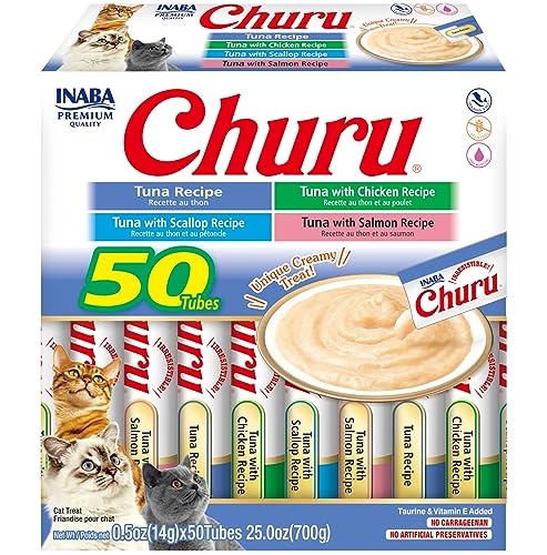 Inaba Churu Puree Lickable Cat Treats Tuna Variety Box 50 x 14g
