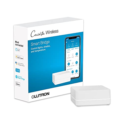 Lutron Caseta Smart Lighting Smart Hub for Light Bulbs and Fans, Works w/Alexa, Apple Homekit, Google Home, 75 Device Capacity, L-BDG2-WH, White