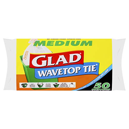 Glad Wavetop Tie, Bin Liners, Medium, 50 Count