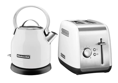 KitchenAid 5KEK1222 Classic Water Kettle, 1.25 Litre + Toaster with 2 slices - Classic White
