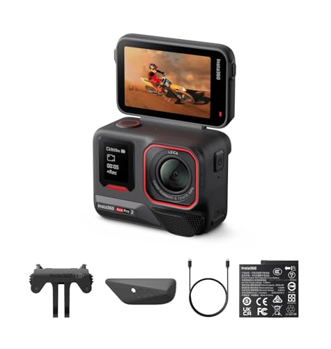 Insta360 Ace Pro 2, 8K AI-Powered Action Camera, 4K60fps Active HDR 8K30fps Video, Waterproof Action Cameras, 2.5" Flip Touchscreen, Standard Bundle