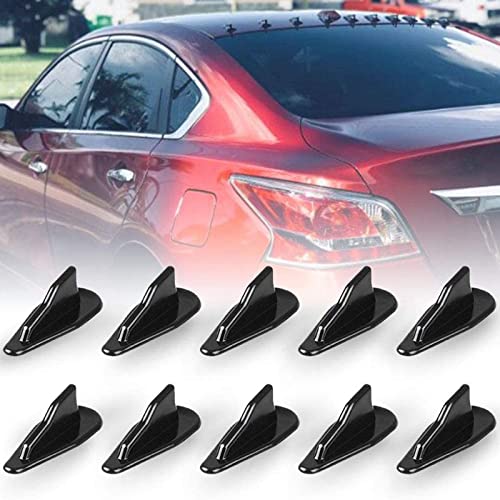 Alpha Racing Air Vortex Generator Diffuser Shark Fin 10pcs Set Kit for Spoiler Roof Wing Black