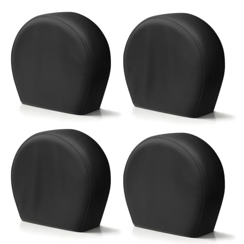 Explore Land Tire Covers 4 Pack - Tough Tire Wheel Protector for Truck, SUV, Trailer, Camper, RV - Universal Fits Tire Diameters 23-25.75 inches, Black