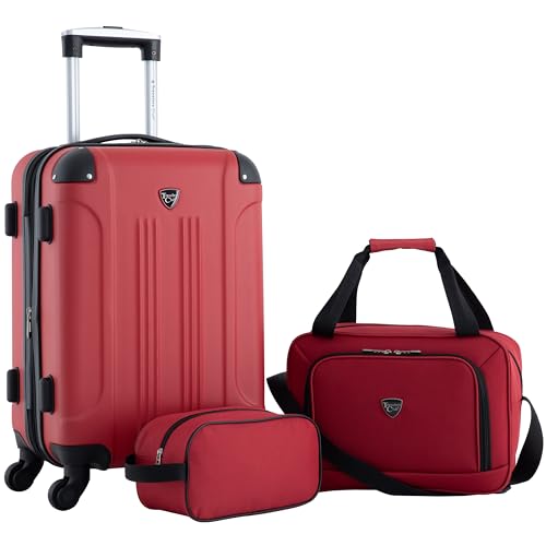Travelers Club Luggage 3 Piece Set, Red