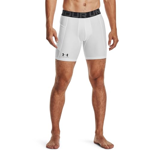 Under Armour Men's Armour HeatGear Compression Shorts, White (100)/Black, 3X-Large