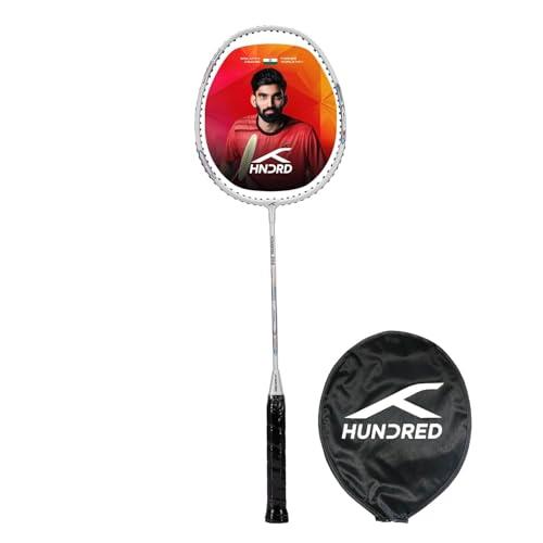 HUNDRED Powertek 200 PRO Badminton Racquet with Head Cover (Black, Size:Standard,Grip Size:G5) | Strung | Material:Aluminium|for Intermediate Players|Weight:95 Grams|Maximum String Tension- 18-20lbs