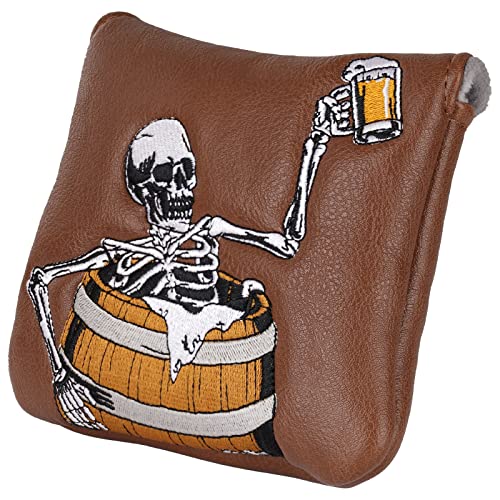 Big Teeth Golf Putter Cover,Mallet Putter Headcover,Mallet Putter Golf Head Covers for Scotty Cameron Odyssey Taylormade Spider Putters (Skull Beer)
