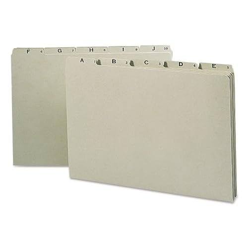 Smead 100% Recycled Pressboard File Guides, 1/5-Cut Tab (A-Z), Legal Size, Gray/Green, Set of 25 (52376)
