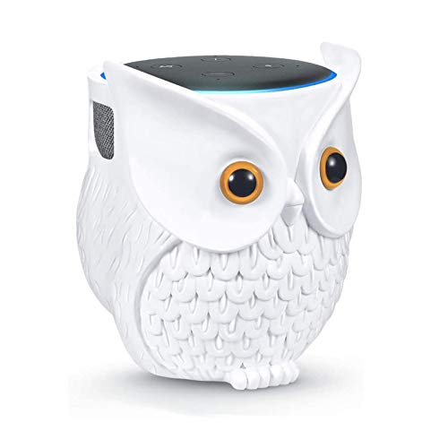 LDYAN Owl Holder Stand, Owl Statue Smart Speaker Holder Stand for Echo Dot 4th/3rd/2nd and 1st Generation, Google Home Mini/Google Nest Mini (2nd Gen)，Cartoon Decor Owl Shape Home Decor - White