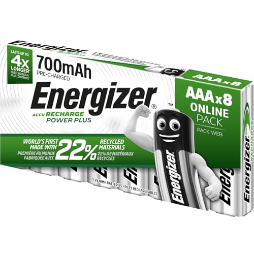 Energizer Rechargeable Batteries AAA, Recharge Power Plus, Pack of 8