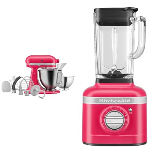 KitchenAid KSM195 Stand Mixer, Hibiscus + [FREE] K400 Blender Bundle