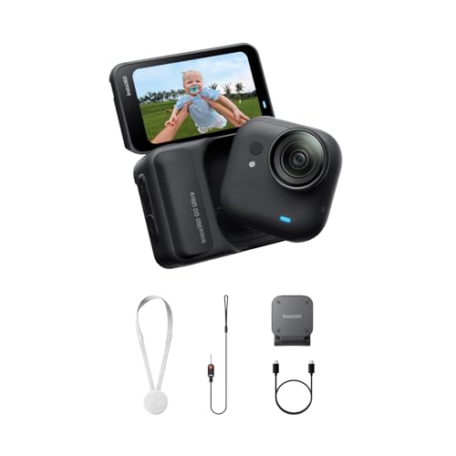 Insta360 GO Ultra - Small 4K Vlogging Camera, Hands-Free, POV Cam, 1/1.28" Sensor, 53g Lightweight, 156° FOV, 200 Min Battery Life, Magnetic Wearable Action Camera for Sports, Vlog