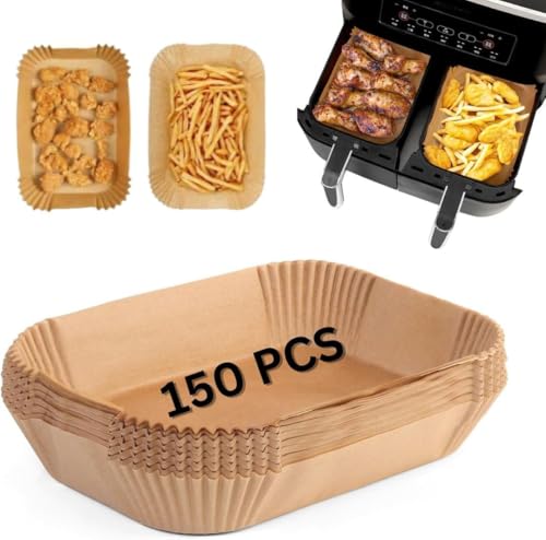 Air Fryer Liners 150 Pcs, Ninja Air Fryer Liners for Ninja Air Fryer Dual, Air Fryer Accessories for AF300UK AF400UK, Paper Liners Compatible with Ninja, Salter, Tower and Other Dual Zone Air Fryer