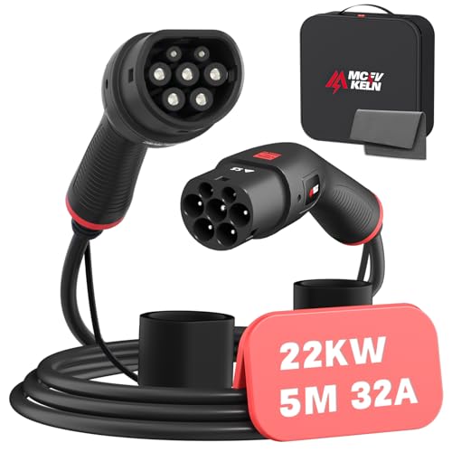 MCEVKELN Type 2 to Type 2 EV Charging Cable - Electric Vehicle Charger| 3 Phase | 480V | 5m TPU Cable Compatible with Tesla/BYD/BMW/MG/KIA