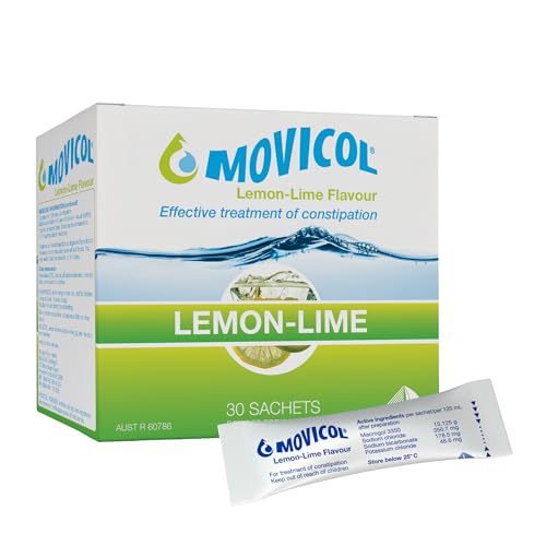 Movicol Sachets, Lemon-Lime, 30 Sachets, Constipation Relief for Adults, Laxatives, Relief, hydrates, softens & help restore natural bowel movement