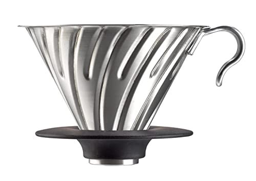 HARIO VDMR-02-HSV V60 Metal Dripper Dishwasher Safe, Silver, 1-4 Cups, Made in Japan