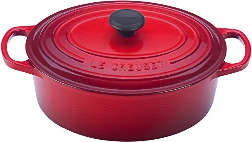 Le Creuset Enameled Cast Iron Signature Oval Dutch Oven, 5 qt, Cerise