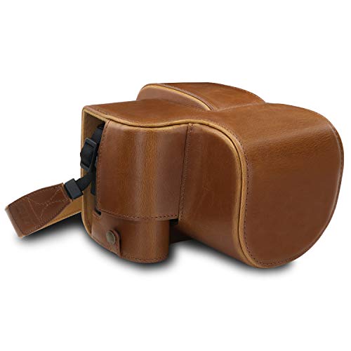 MegaGear Panasonic Lumix DC-FZ1000 II MegaGear MG1680 Ever Ready Leather Camera Case Compatible with Leica V-Lux 5, Panasonic Lumix DC-FZ1000 II - Light Brown Camera Case, Light Brown (MG1680)
