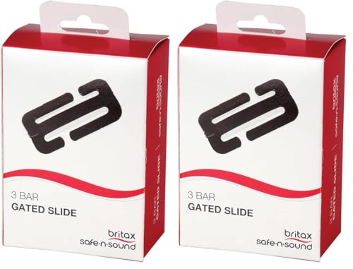 Britax Safe-N-Sound 3 Bar Gated Slide Buckle, Durable Seatbelt Slippage Prevention for Tighter Seat Belt Installation, Black, (0283) (Pack of 2)