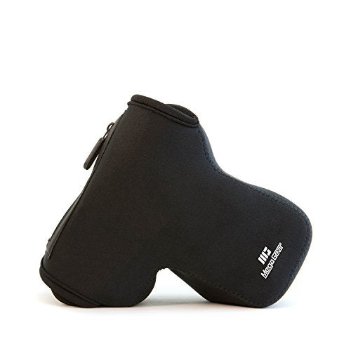 MegaGear MG1268 Leather Camera Case, Compatible with Nikon D3500, D5600, D3400 (18-105mm), D5500, D3300, D5300, D5200, D3200, D5100, D3100 – Black