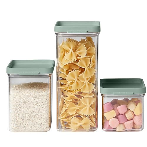 Mepal - Nordic Sage Storage Boxes Set of 3 Omnia - Rectangular Dry Food Containers - 700ml, 1100ml & 2000ml - Modern Minimalist Design - Kitchen Cabinet & Shelf Organization