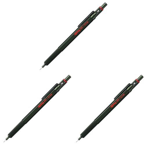 rOtring 600 mechanical pencil | HB 0.5 mm | Green All-Metal Body | Hexagonal Barrel (Pack of 3)