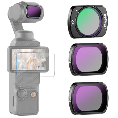 NEEWER ND & CPL Filter Kit for Pocket 3 (3 Pack), ND4 ND8 CPL Magnetic Neutral Density Polarizing Filter Set with Multicoated HD Optical Glass Compatible with DJI Osmo Pocket 3 Creator Combo, FL-B03