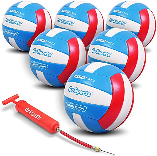 GoSports Soft Touch Recreational Volleyball - Regulation Size for Indoor or Outdoor Play - Includes Ball Pump - Choose Between Single or 6 Pack Visit The GoSports Store