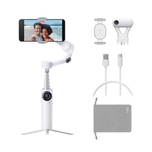Insta360 Flow 2 Plus AI Tracker Bundle White - Foldable Phone Gimbal, AI Tracking with Any App, Multi-Person Tracking, Built-in Tripod/Selfie Stick, Remote Control, iPhone/Android Stabilizer, Travel
