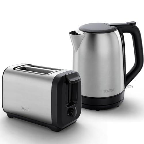 Tefal Subito Stainless Steel Breakfast Set, 1200W Power, 7 Browning Levels, 1.7L Kettle Capacity, Easy Cleaning, Quick Toasting