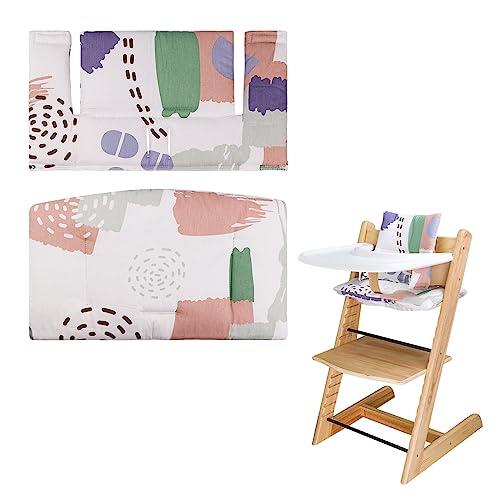 LLHQAMT for Stokke High Chair Cushion, Soft and Comfortable for Tripp Trapp High Chair Cushion, for Tripp Trapp Cushion Set Makes It Safer and More Comfortable for Baby to Sit On (Colorful Pattern)