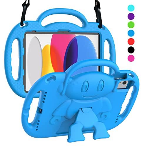 SUPLIK Kids Case for iPad 10th Generation & Air 11" (M2) 2024 & Air 5th/4th Gen 10.9"& Pro 11, Durable Shockproof Case with Shoulder Strap Handle Stand for Apple iPad 10.9 & 11 inch Tablets, Blue