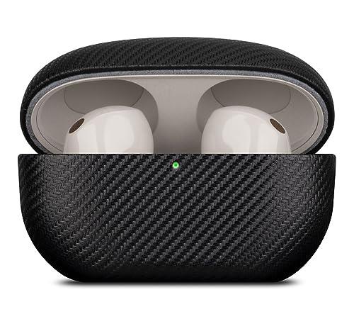 Lopie Case Compatible with Sony WF-1000XM5, Carbon Fiber Style Vegan Leather Case Designed for Earbuds WF1000XM5 Case Cover 2023, Protective Hard Cover for Men/Women - Black (Lopie-Sn-5Gen-0811)