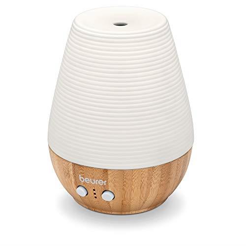 Beurer LA 40 Aroma Diffuser | Fragrance diffuser with ultrasonic atomisation | With wellness light and colour change | Made of real bamboo and pocelain