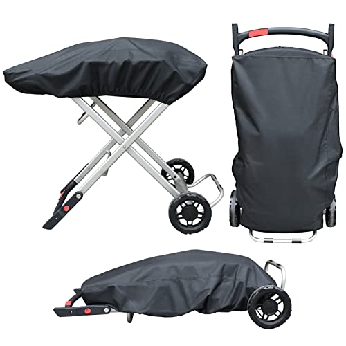 TOHONFOO Grill Cover for Weber 9010001 Traveler Portable Gas Grill - Heavy Duty Waterproof 600D Oxford Fabric and Adjustable Hem Grill Cover