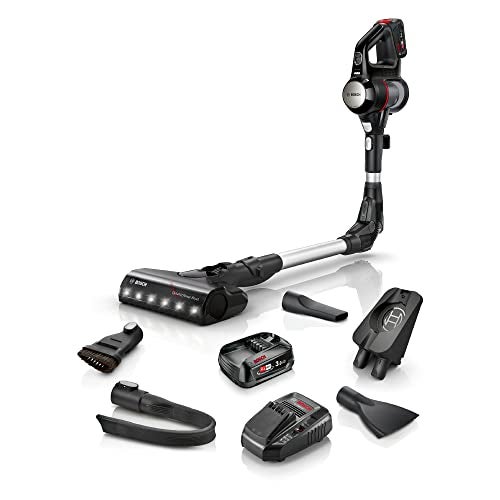 Bosch Unlimited 7 ProPower Cordless Vacuum Cleaner, 2 x 3.0 Ah Exchangeable Batteries, Quick Charger, Flex Tube, Lightweight Handheld, LED Lights, Black, BCS712FCAU