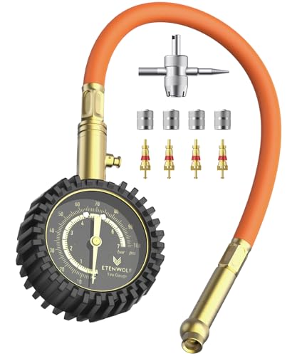 ETENWOLF Tyre Pressure Gauge 0-100 PSI, ANSI B40.1 Grade A Accurate Tyre Gauges for Tyre Pressure with Large Glow Dial, Air Pressure Gauge for Tyres, Car Accessories