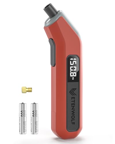 ETENWOLF T300 Plus Tyre Pressure Gauge 200 PSI, Digital Tyre Gauge with Bright LED Display, Tyre Gauges for Tyre Pressure with Presta Valve Adaptor (Vivid Orange)