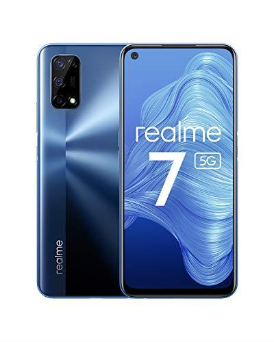 realme 7 5g Mobile Phone, 6.5 Inch 120Hz Simfree Unlocked Android Smartphone with Quad Camera 48MP, 5000mAh Battery with 30W Fast Dart Charge, 6+128GB Baltic Blue, Dual Sim, NFC, UK Plug
