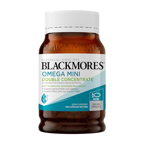 Blackmores Mini Omega Double Concentrate Fish Oil | help maintain heart, skin, eye and brain health | one-a-day | 400 Capsules