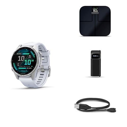 Garmin Fenix 8 Wellness Bundle - Fenix 8, 43mm, AMOLED, Silver, Index™ S2, Black, Index BPM & Garmin USB-A Charging/Data Cable (0.5 m)