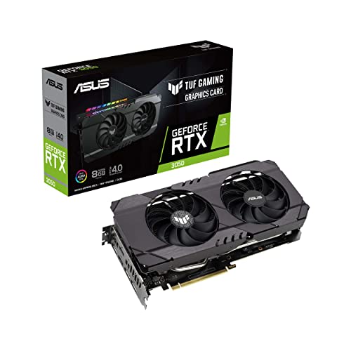 ASUS TUF Gaming GeForce RTX 3050 OC Edition Graphics Card, PCIe 4.0, 8GB GDDR6, HDMI 2.1, DisplayPort 1.4a, Dual Ball Bearings, Aluminium Case, 2.8 Slot, GPU Tweak II, Black