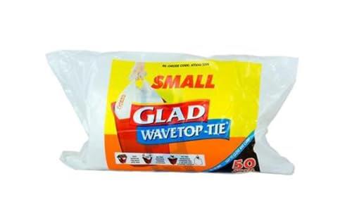 Glad Wavetop Tie, Bin Liners, Small, 50 Count