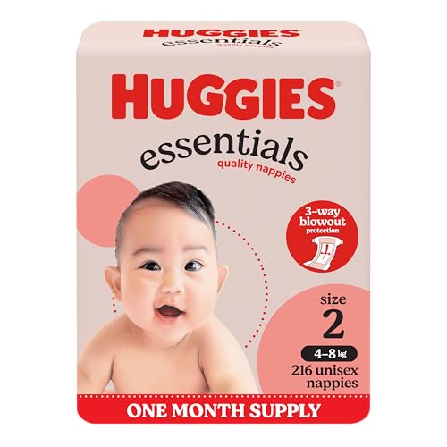 Huggies Essentials Nappies Size 2 (4-8kg) 54 Count (Pack of 4)