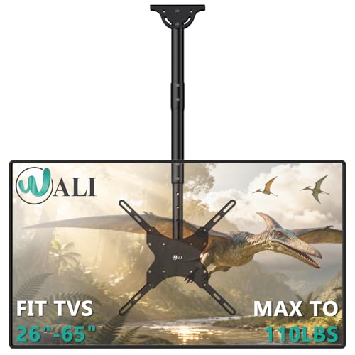 WALI TV Ceiling Mount Adjustable Bracket Fits Most Led, LCD, OLED and Plasma Flat Screen Display 26 to 65 Inch