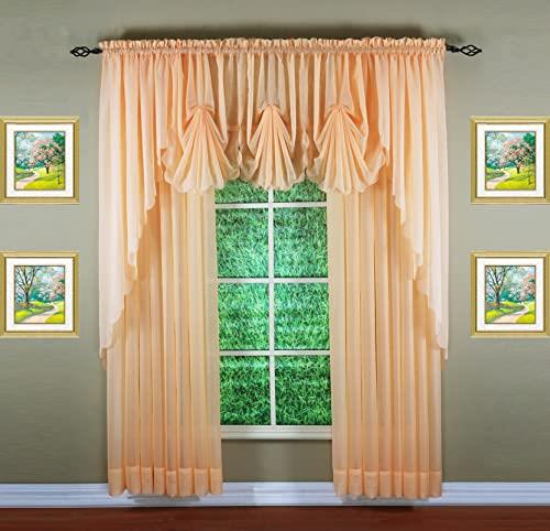 Today's Curtain Emelia Original Voile Panel 95", Peach, 60" W x 95" L